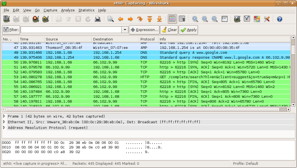 how to do wireshark packet capture in vmware